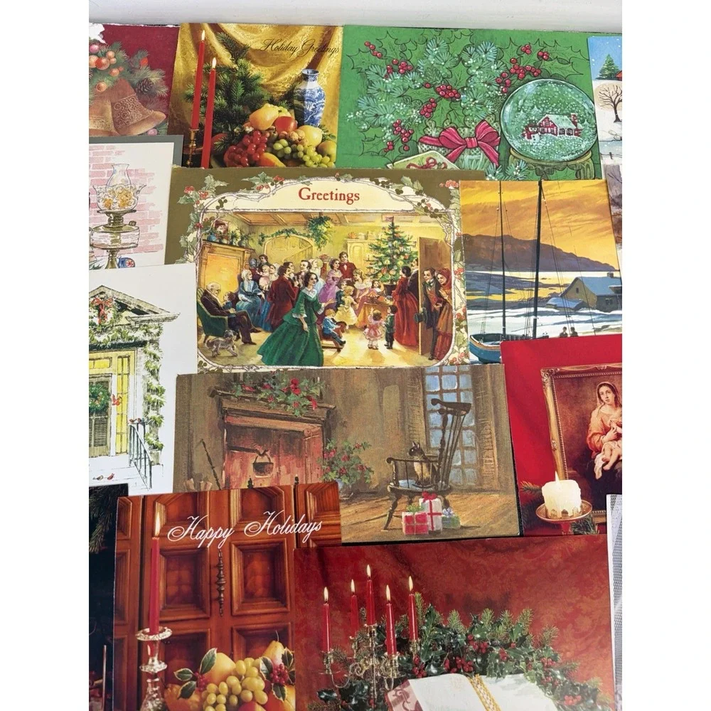 Vintage Christmas Cards Fronts ONLY Traditional Scrapbooking Decoupage Lot 50+